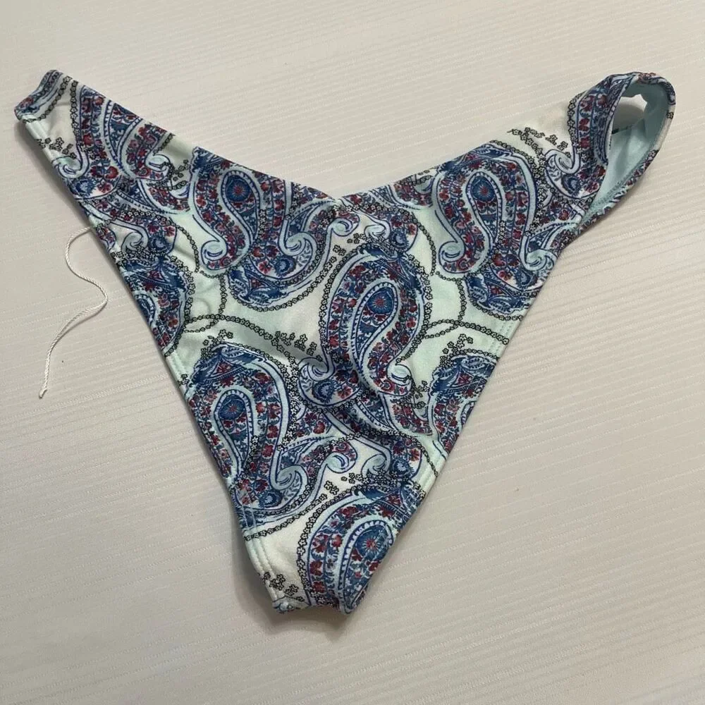 Frankie’s Bikinis Blue Paisley Bikini Bottoms Size Large New